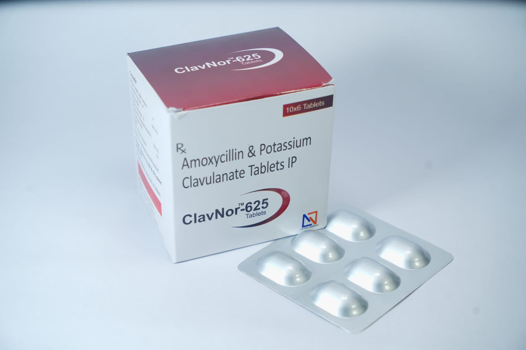 ClavNor-625 — Amoxycillin & Potassium Clavulanate Tablets IP, carton and blister